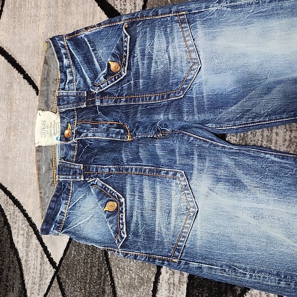LIMITED EDITION HAND-MADE EMBROIDERED RAW-EDGE PREMIUM GUESS DENIM JEAN - Picture 5 of 14